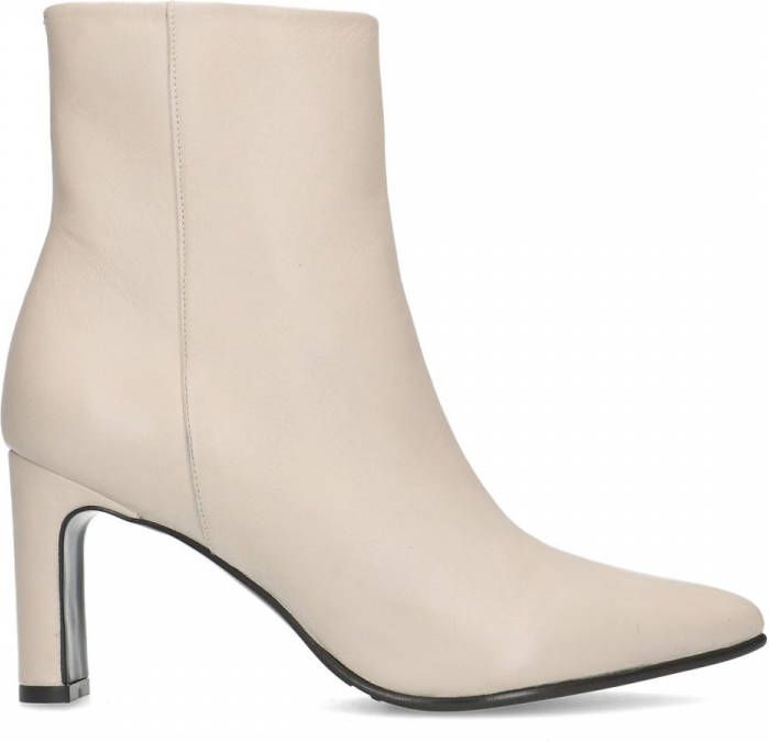 Manfield Witte leren enkellaarsjes met hak