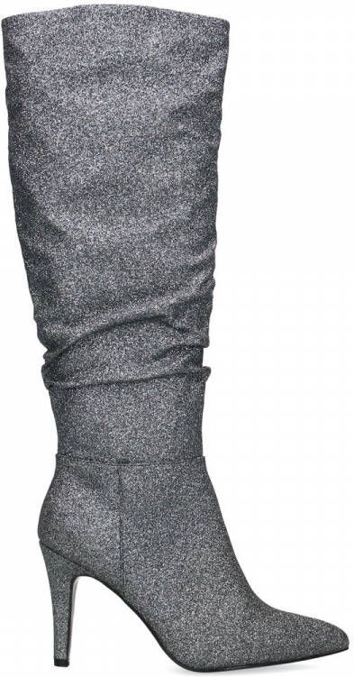 Manfield Zilverkleurige glitterlaarzen met hak