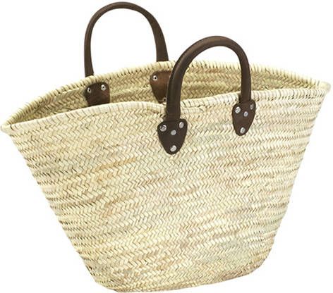 Massamarkt Palmblad Strotas Met Korte, Verstevigde, Extra Dikke Rundslederen Handvaten