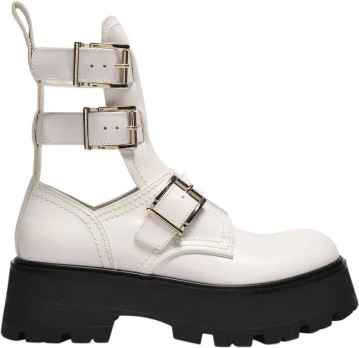 alexander mcqueen Platformschoenen in wit leer , Wit, Dames