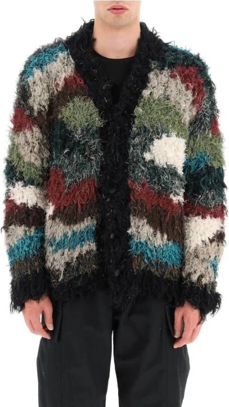 alexander mcqueen Mcq color block maxi fuzzy effect cardigan , Groen, Heren