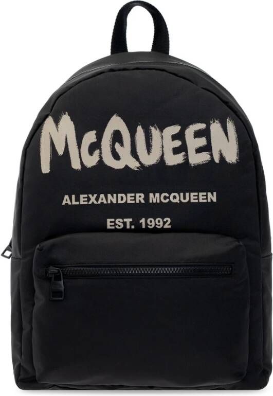 alexander mcqueen Metropolitan Logo Print Backpack , Zwart, Heren