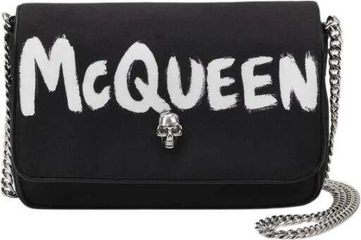 alexander mcqueen Graffiti Bag in Black Nylon , Zwart, Dames