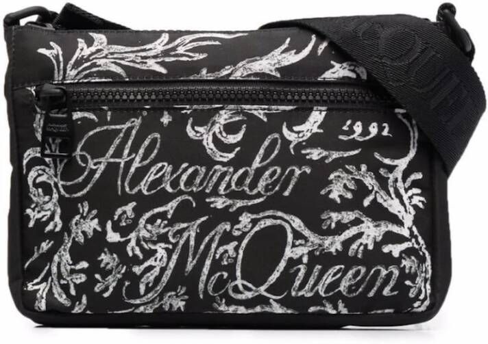 alexander mcqueen Logo Print Messenger Bag , Zwart, Heren