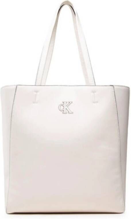 Calvin Klein Witte Minimal Monogram Shopper32 Shopper