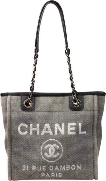 Chanel Vintage Tweedehands shoppertas , Grijs, Dames