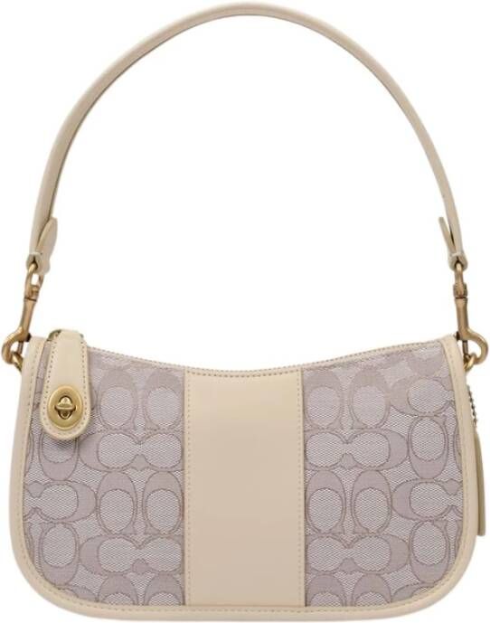 Coach Swinger Bag In Signature Jacquard , Beige, Dames