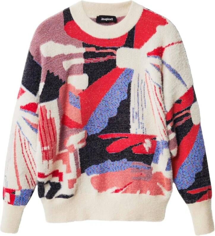 Desigual Ronde hals gekweek , Wit, Dames