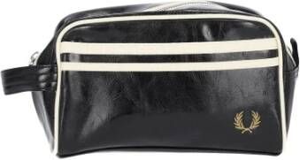 Fred Perry Schoonheidspocket met strepen met zip clichebrand en kroon van de man L4310 Black , Zwart, Heren