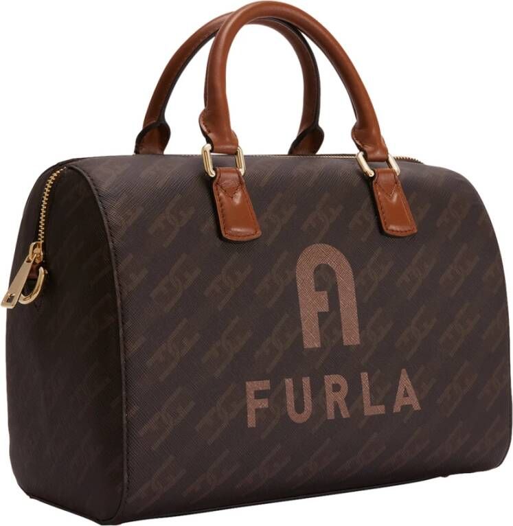 Furla Varsity stijl Boston Bag s , Bruin, Dames