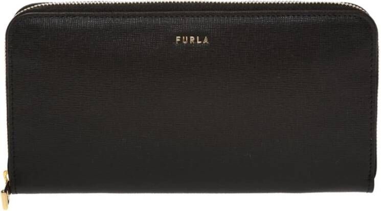 Furla Lederen portemonnee met logo , Zwart, Dames