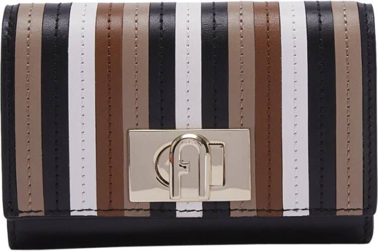 FURLA 1927 M portemonnee van leer met streepprint