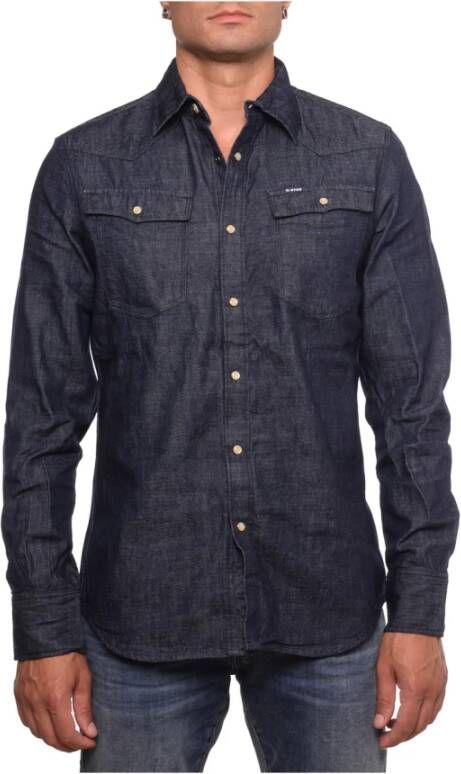 G-Star G Star RAW slim fit denim overhemd 3301 donkerblauw