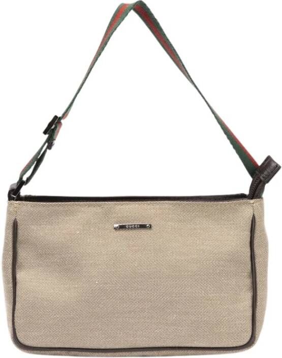 Gucci Vintage Pre owned Gucci Canvas Shoulder Bag , Beige, Dames