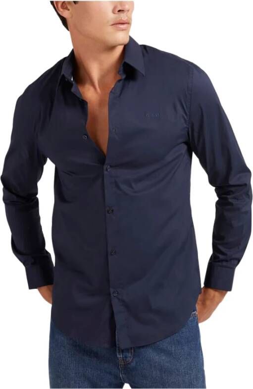 Guess Zakelijke Overhemden Blauw Heren