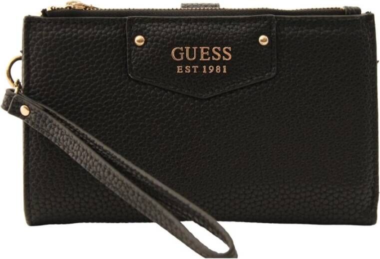 Guess Eco Brenton Slg Dbl Zip Orgnzr black Dames portemonnee