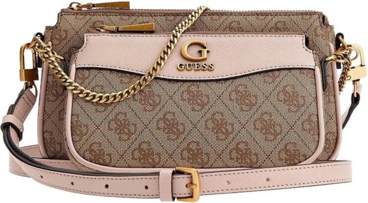 Guess Roze Schoudertas Nell Logo Dbl Pouch Crossbody