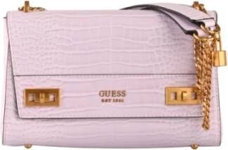 Guess Katey Croc Flap Shoulder Bag , Paars, Dames