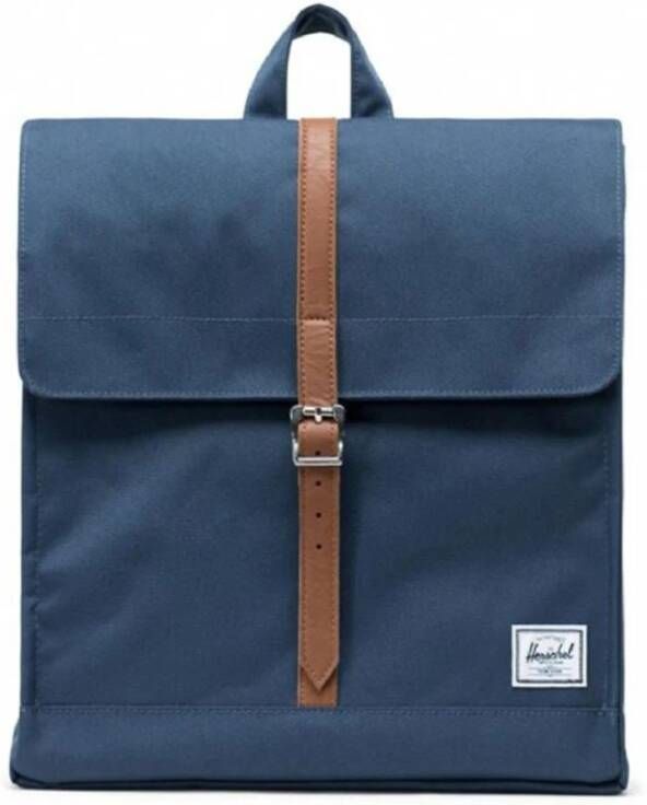 Herschel City Rugzak Mid Volume Navy Tan Syntethic Leather