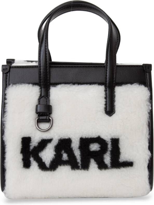 Karl Lagerfeld Skuare kleine shearling draagtas , Wit, Dames