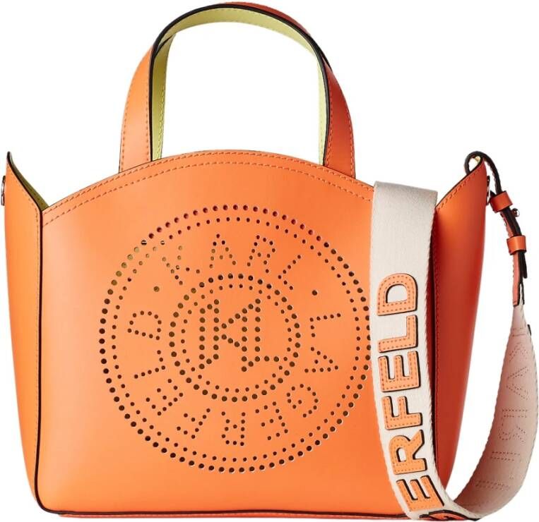Karl Lagerfeld Tote Small K/Circle Perforated , Oranje, Dames