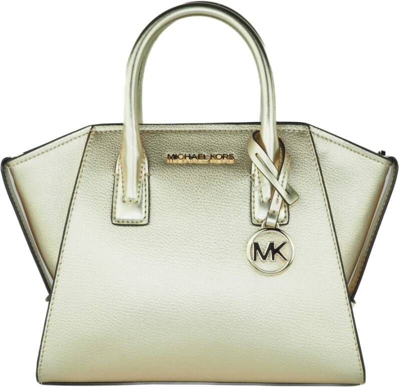 Michael Kors Avril Pebble Leather Top Zip Satchel Crossbody Handbag , Geel, Dames
