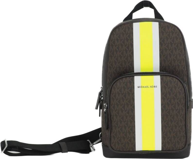 Michael Kors Cooper Signature Varsity Stripe Commuter Slingpack Crossbody Bag , Bruin, Dames