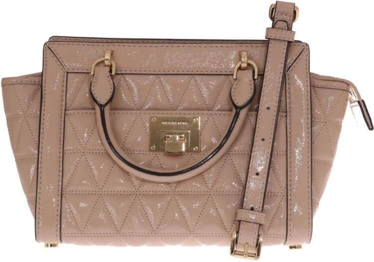 Michael Kors Beige Vivianne Patent Messenger Bag , Beige, Dames