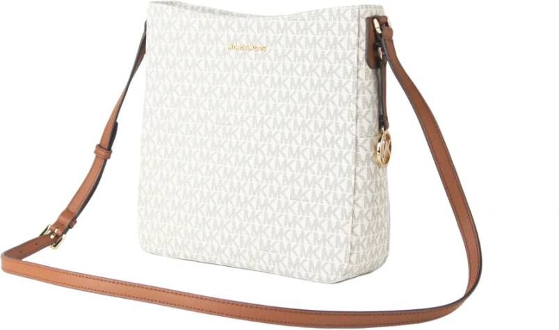 Michael Kors Signature Jet Set Messenger Crossbody Bag , Wit, Dames