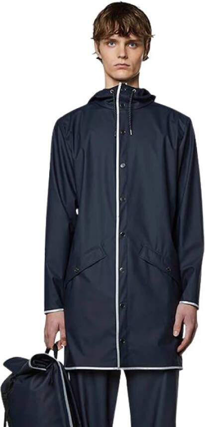 Rains Lang jas reflecterend 18540 jas , Blauw, Unisex