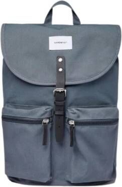 Sandqvist Roald dark slate with black leather backpack