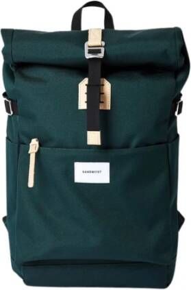 Sandqvist Ilon Backpack dark green with natural leather Laptoprugzak