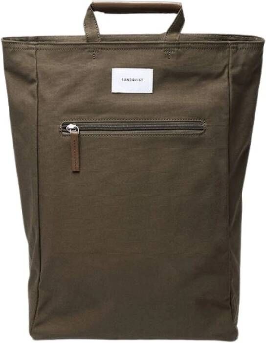 Sandqvist Tony Backpack olive with cognac brown backpack
