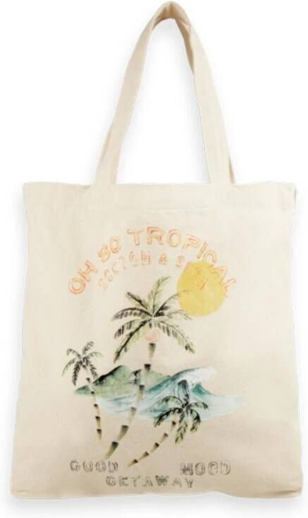 Scotch & Soda Bolsa Canvas Artwork , Beige, Heren