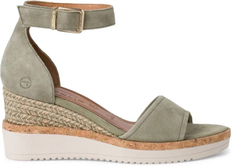 tamaris pistacchio casual open sandals , Groen, Dames