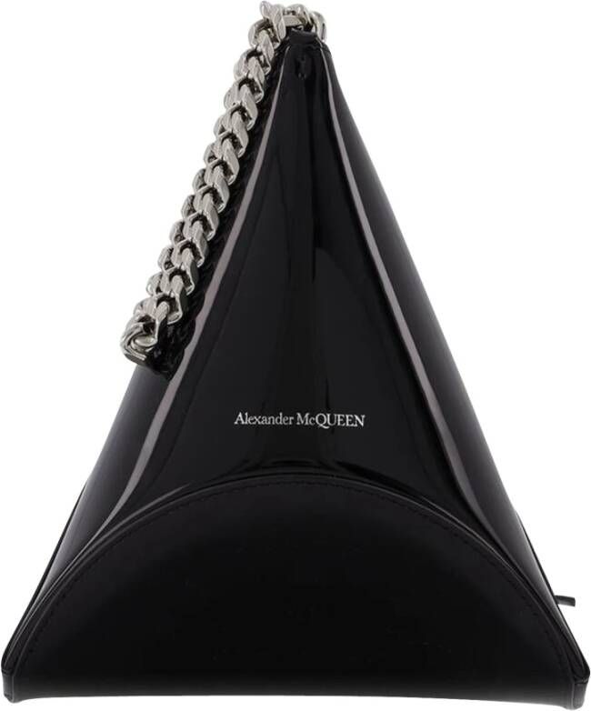 alexander mcqueen Het curve zakje in zwart lakleer , Zwart, Dames