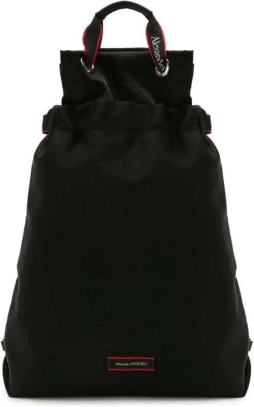 alexander mcqueen Logo Drawcord Backpack , Zwart, Heren