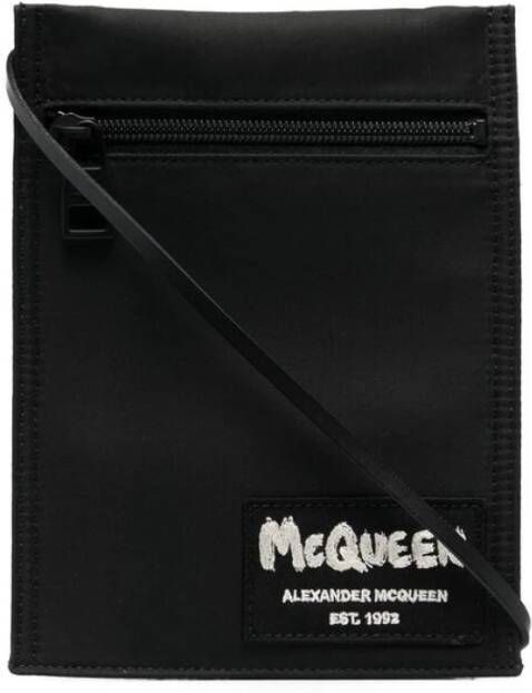 alexander mcqueen Logo patch schoudertas , Zwart, Heren