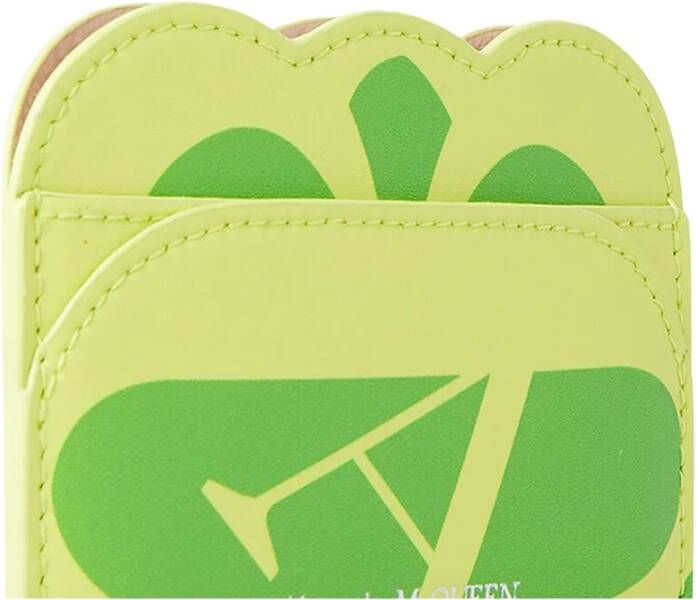 alexander mcqueen Logo print lederen kaarthouder , Groen, Dames