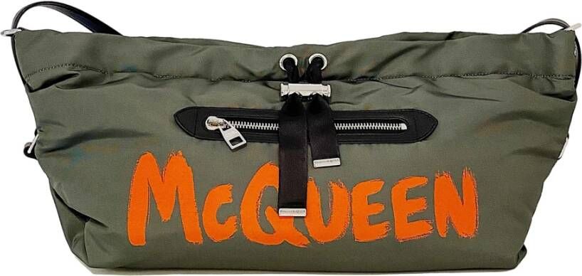 alexander mcqueen Logo print trekkoord schoudertas , Groen, Dames