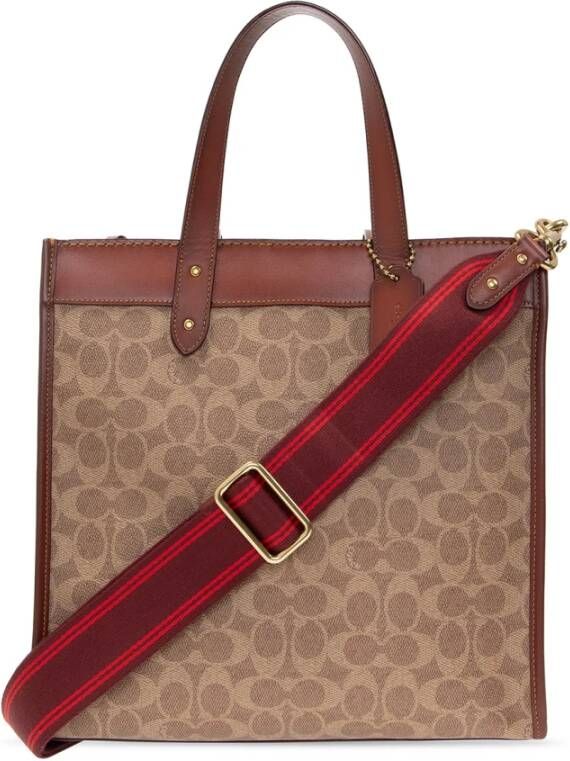 Coach Signature Toaria Coated Canvas Field Tote , Bruin, Dames