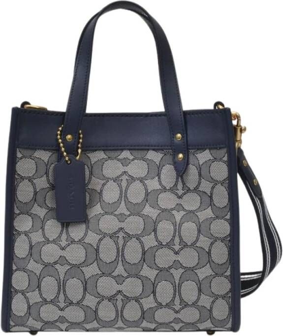 Coach Tote 22 Bag in Navy Canvas , Blauw, Dames