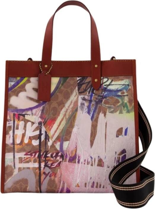 Coach X Mint en Serf gecoate canvas Signature Print Field Tote , Bruin, Dames