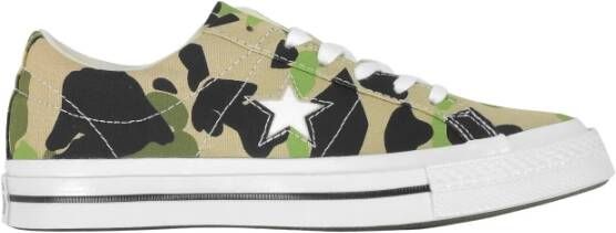 Converse Één ster met archiefprints remix low top , Groen, Heren