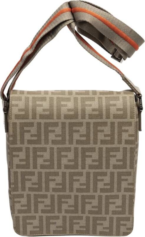 Fendi Vintage Flap Messenger Bag , Beige, Dames