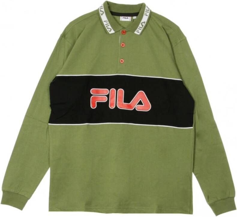 Fila Lange Homed Sleeve Polo , Groen, Heren