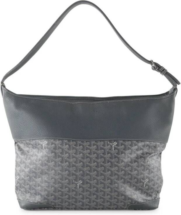 Pre owned Goyard Grey Chevron Coated Canvas/Leather Grenadines Shoulder Bag , Grijs, Dames