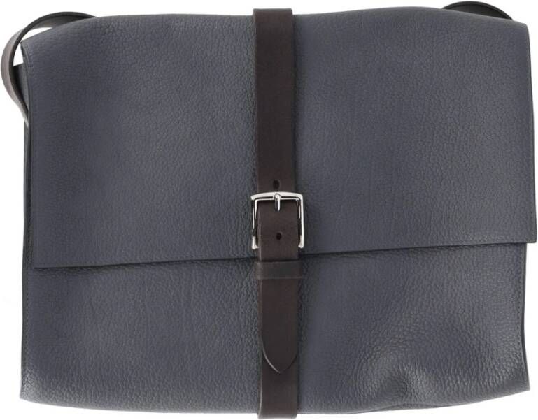 Hermès Etriviere Messenger Bag in Navy Blue Leather , Blauw, Dames