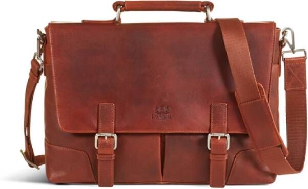 Howard London Leather Briefcase BAG James , Bruin, Heren