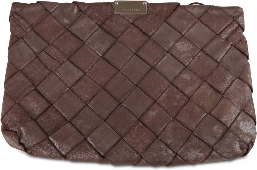 Jimmy Choo Zulu geweven koppeling Jimmy Choo Pre owned, Bruin, Dames